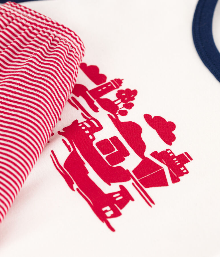 Pyjacourt Le Havre en coton petit gar&ccedil;on blanc MARSHMALLOW/blanc MULTICO