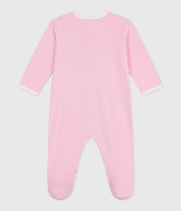 Pyjama b&eacute;b&eacute; en coton uni rose clair