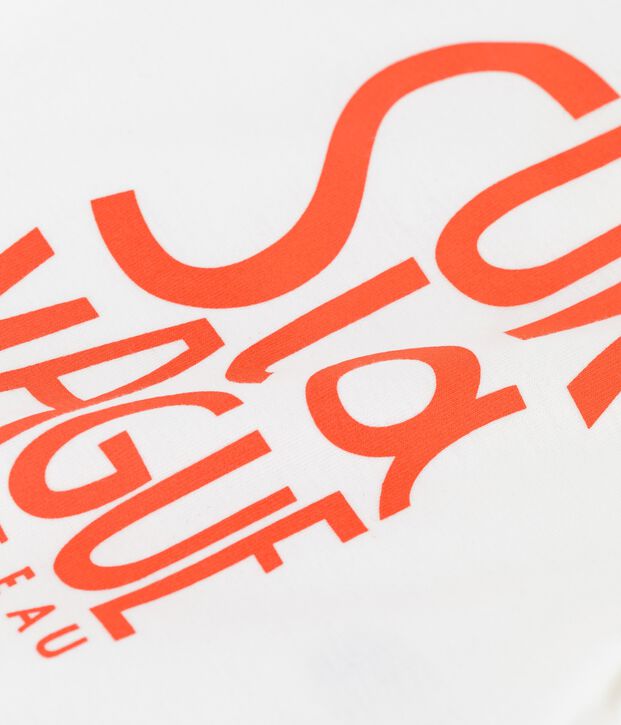 Tee-shirt manches courtes avec motif en coton b&eacute;b&eacute; blanc