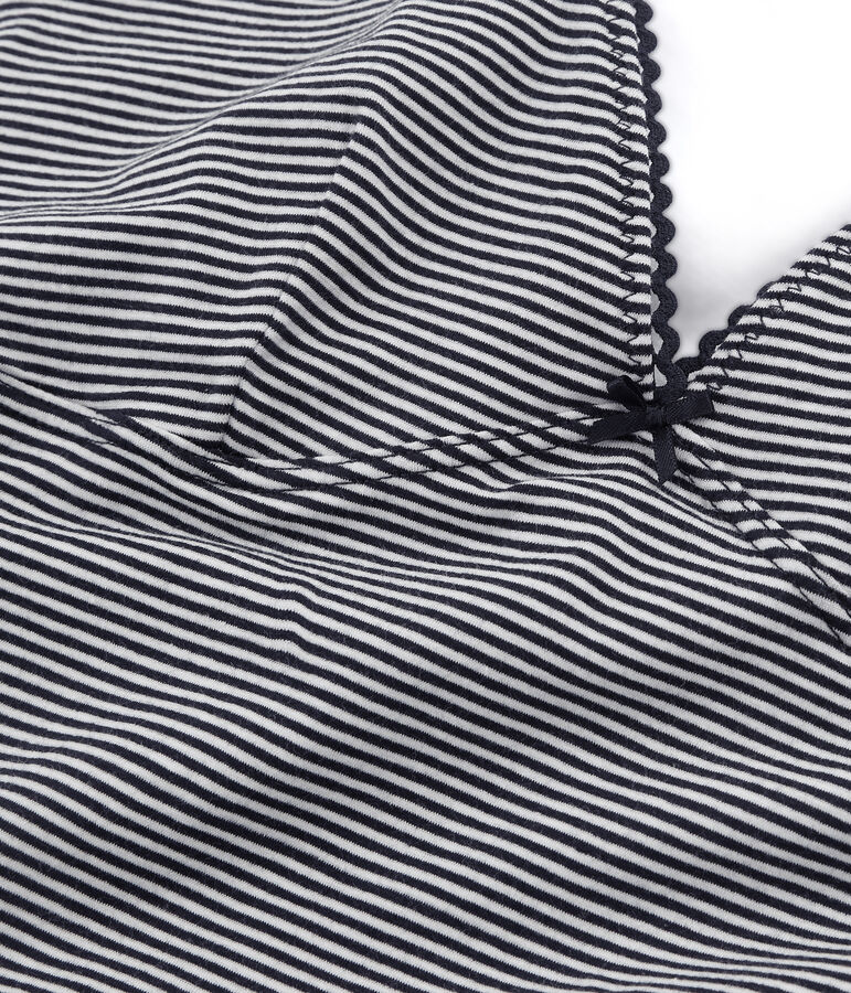 Body sans manche femme en jersey extrafin bleu/blanc