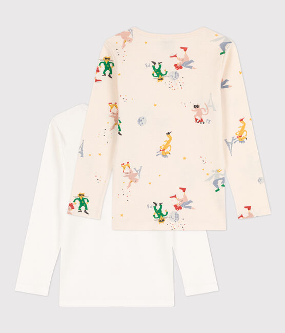 Lot de 2 tee shirts manches longues petite fille/petit garçon en coton variante 1