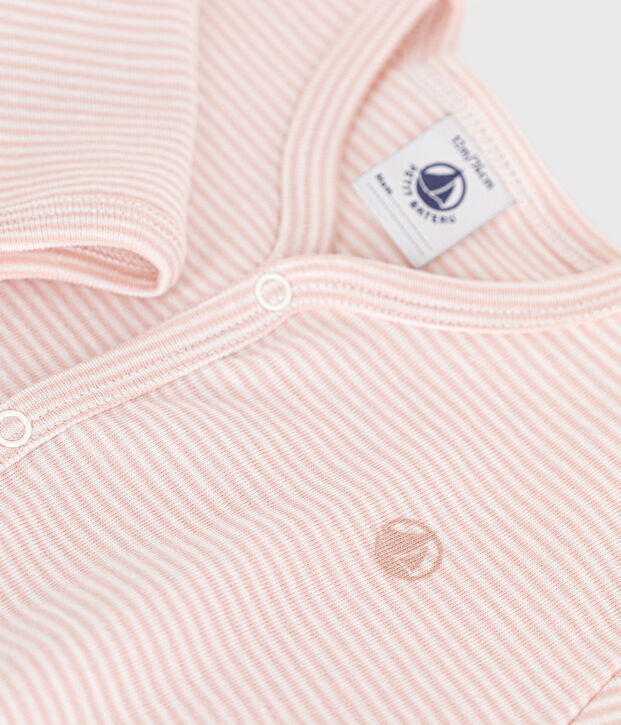 Pyjama en coton b&eacute;b&eacute; rose/blanc