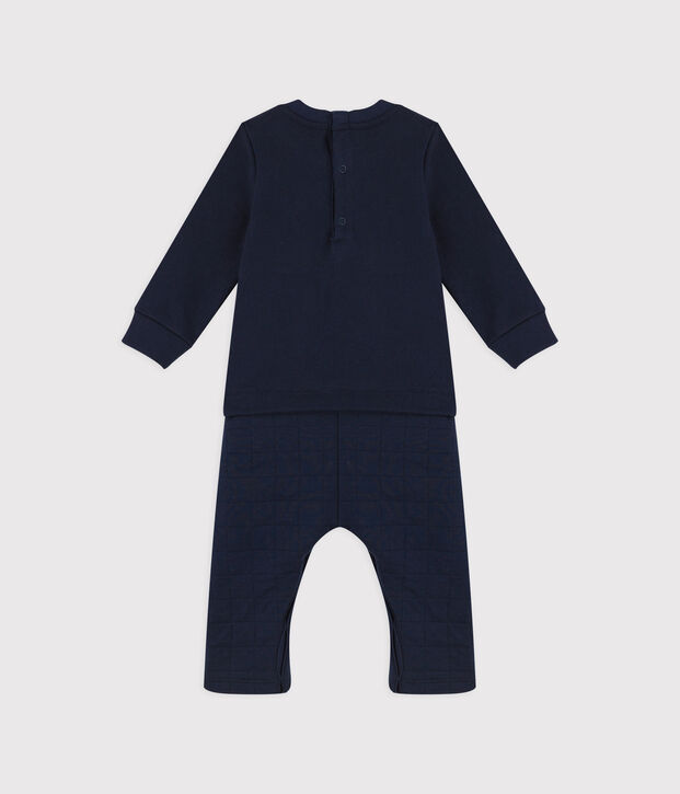 Combinaison longue en coton b&eacute;b&eacute;. bleu