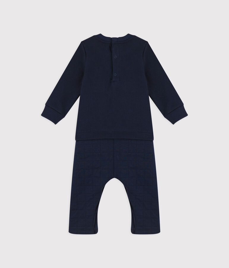 Combinaison longue en coton b&eacute;b&eacute;. bleu SMOKING