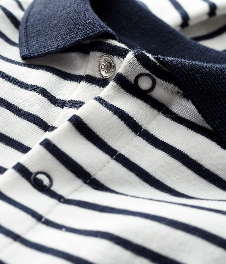 Body manches longues b&eacute;b&eacute; gar&ccedil;on blanc MARSHMALLOW/bleu SMOKING