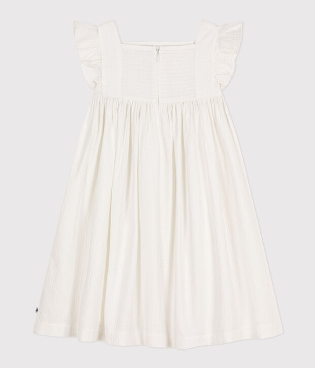 Robe sans manche en coton fa&ccedil;onn&eacute; enfant fille blanc