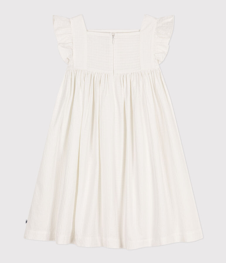 Robe sans manche en coton fa&ccedil;onn&eacute; enfant fille blanc MARSHMALLOW