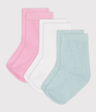 3 paires de chaussettes b&eacute;b&eacute; en coton ajour&eacute;s c&oelig;urs