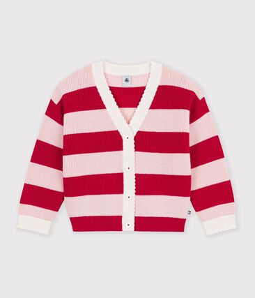 Cardigan enfant en laine et coton à rayures