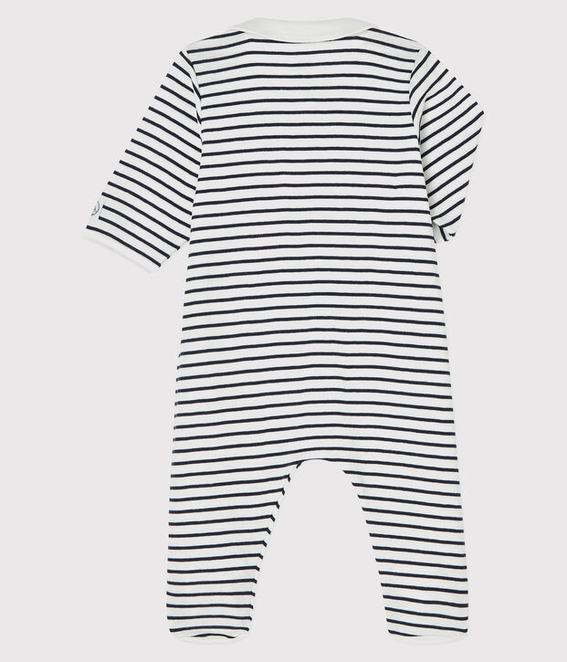 Dors bien zipp&eacute; b&eacute;b&eacute; en coton biologique blanc/bleu