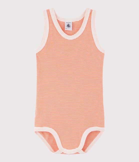 Body sans manches bébé garçon orange CORAL/blanc MARSHMALLOW