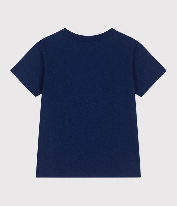 Teeshirt enfant en coton manches courtes imprim&eacute; bleu fonc&eacute;