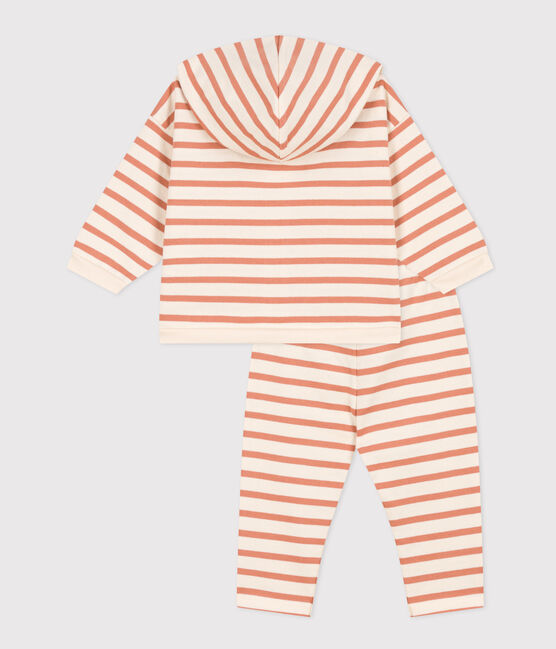 Ensemble rayé marinière en jersey épais bébé rose AVALANCHE/blanc SIENNA