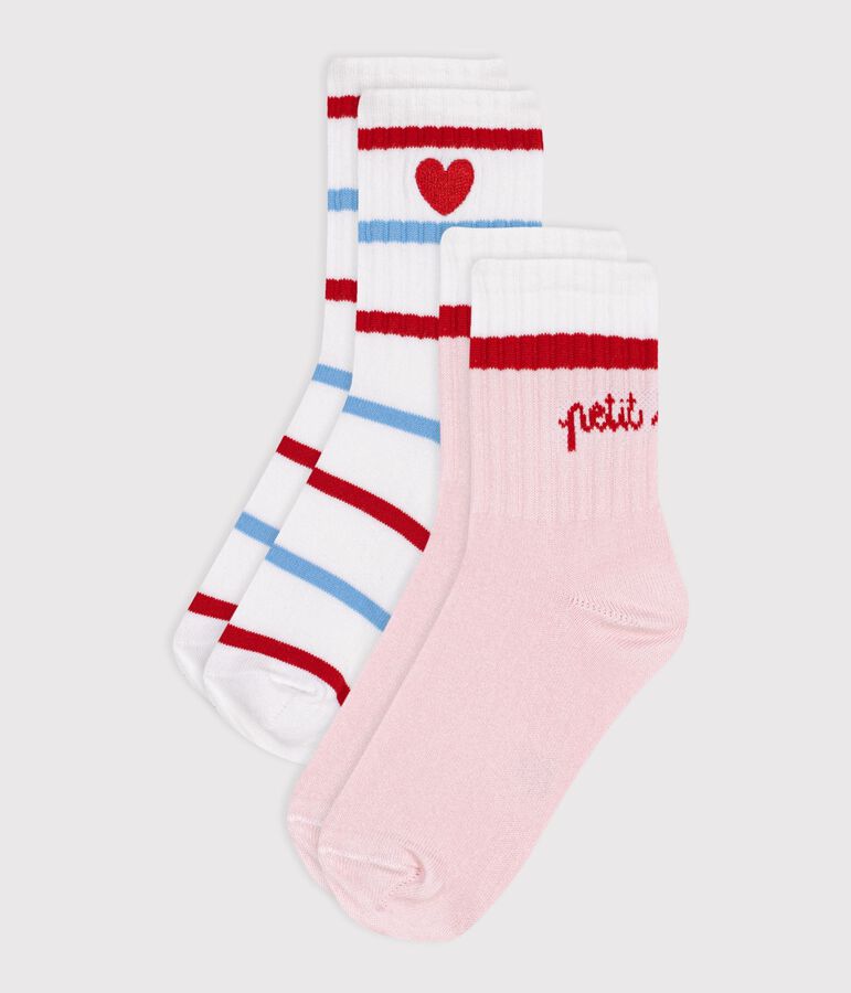 2 paires de chaussettes enfant fille en coton &agrave; rayures variante 1
