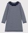Robe manches longues en coton enfant fille bleu SMOKING/ MARSHMALLOW/ ARGENT