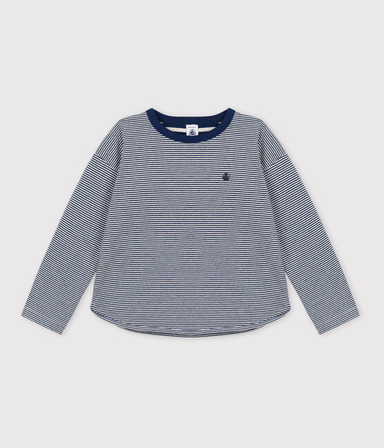 Tee-shirt manches longues en tubique enfant fille / garçon bleu MEDIEVAL/ MONTELIMAR