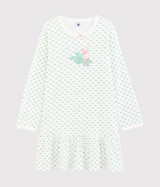 Chemise de nuit petite fille en côte blanc MARSHMALLOW/blanc MULTICO