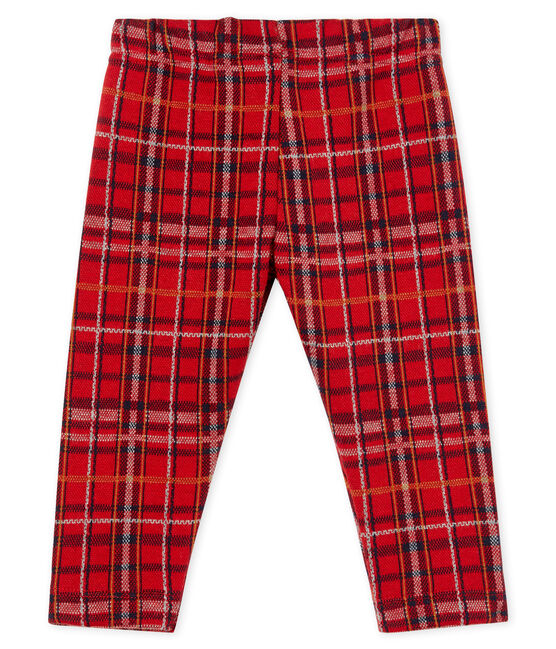 Pantalon bébé garçon en maille à carreaux rouge TERKUIT/blanc MULTICO