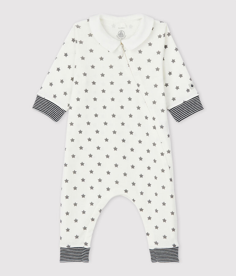 Dors-bien sans pieds &agrave; &eacute;toiles b&eacute;b&eacute; en coton biologique blanc MARSHMALLOW/gris GRIS