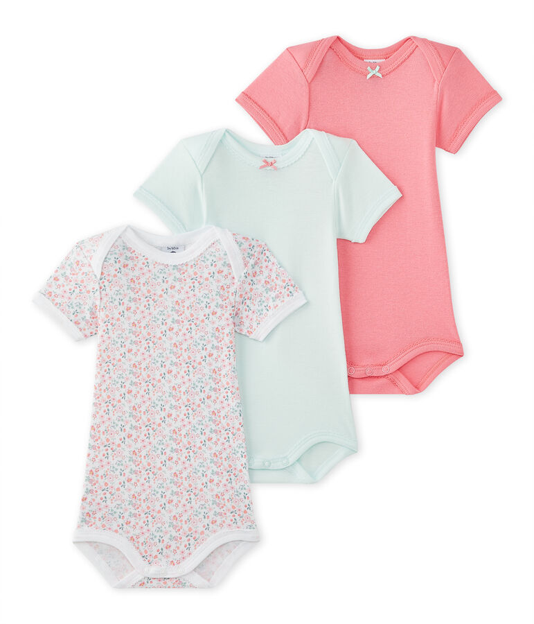 Lot de 3 bodies b&eacute;b&eacute; fille manches courtes blanc