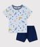 Pyjacourt imprimé animaux yoga petit garçon en coton bleu FRAICHEUR/blanc MULTICO