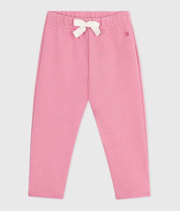Pantalon b&eacute;b&eacute; en coton uni rose