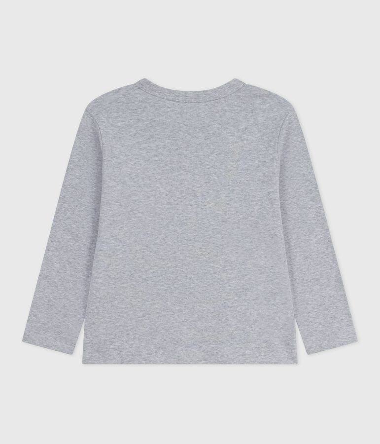 Tee-shirt enfant manches longues en coton uni gris FUMEE CHINE