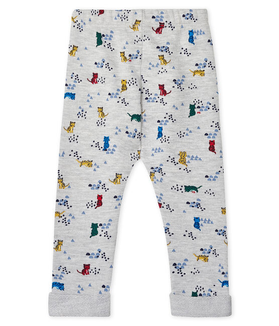 Pantalon bébé garçon en molleton imprimé gris BELUGA/blanc MULTICO