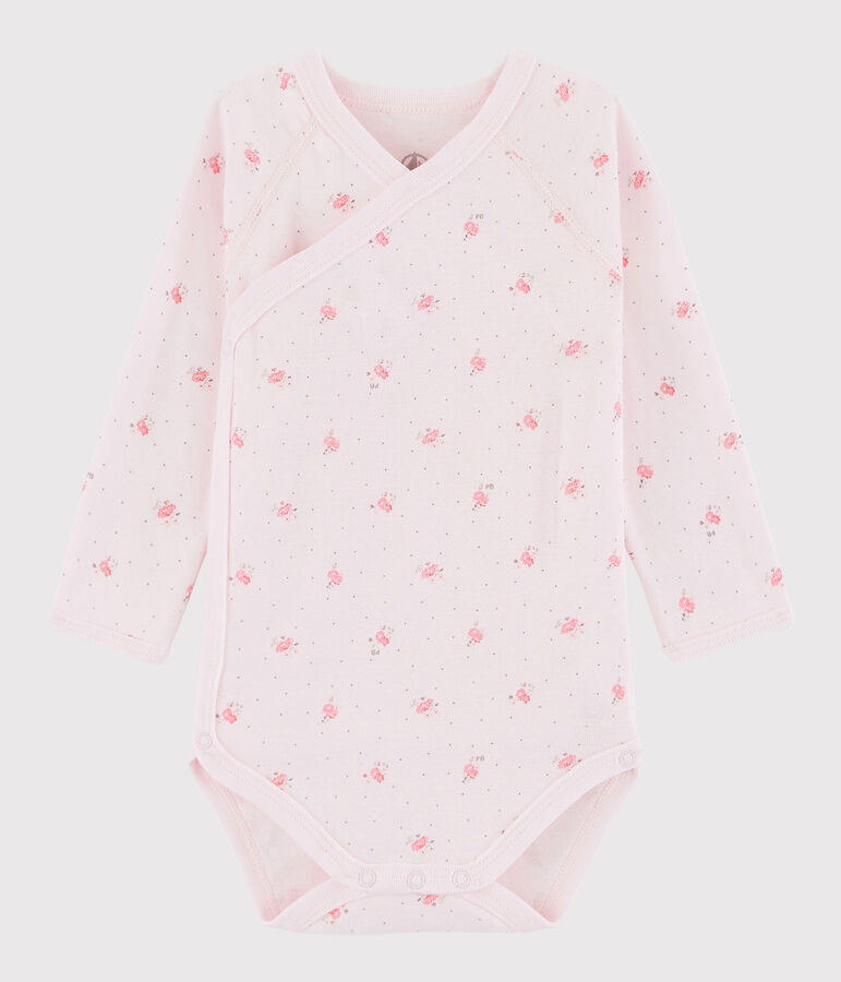 Body crois&eacute; manches longues b&eacute;b&eacute; fille rose/multicouleur