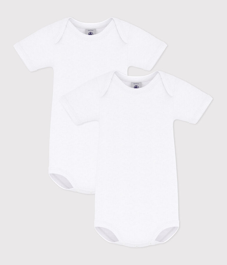 Lot de 2 bodies blancs manches courtes b&eacute;b&eacute; variante 1