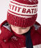 Bonnet enfant en tricot doublé en polaire Petit Bateau rouge AMARANTE/ MARSHMALLOW