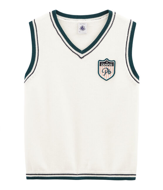 Pull sans manches enfant garçon MARSHMALLOW/MULTICO Petit Bateau