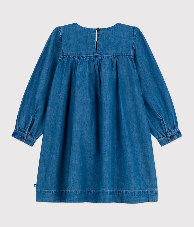 Robe enfant manches longues en denim bleu DENIM CLAIR
