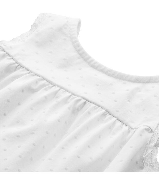 Nuisette file &agrave; pois ton sur ton blanc
