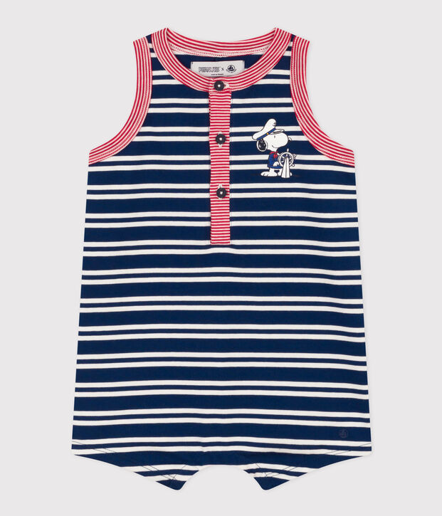 Combinaison Petit Bateau X Snoopy en jersey l&eacute;ger b&eacute;b&eacute; bleu/multicouleur