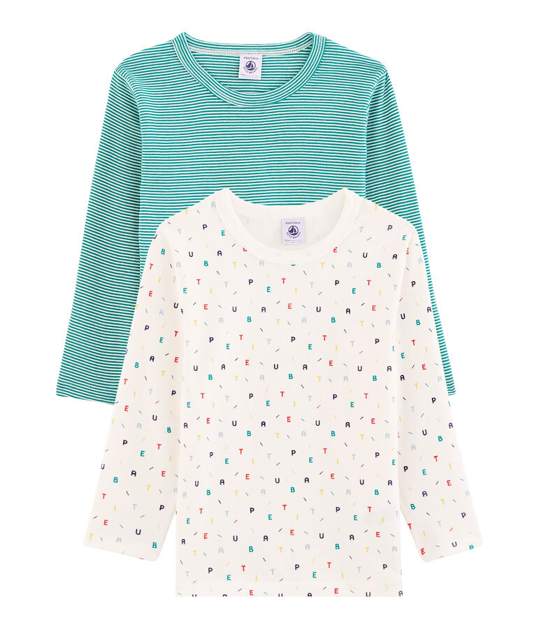 Duo de tee-shirts manches longues petit gar&ccedil;on multicouleur