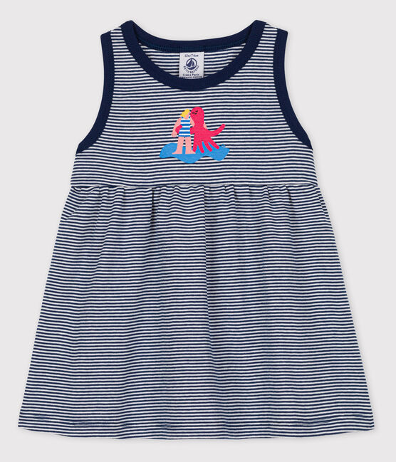 Robe Bébé Petit Bateau x Water Family bleu MEDIEVAL/blanc MARSHMALLOW