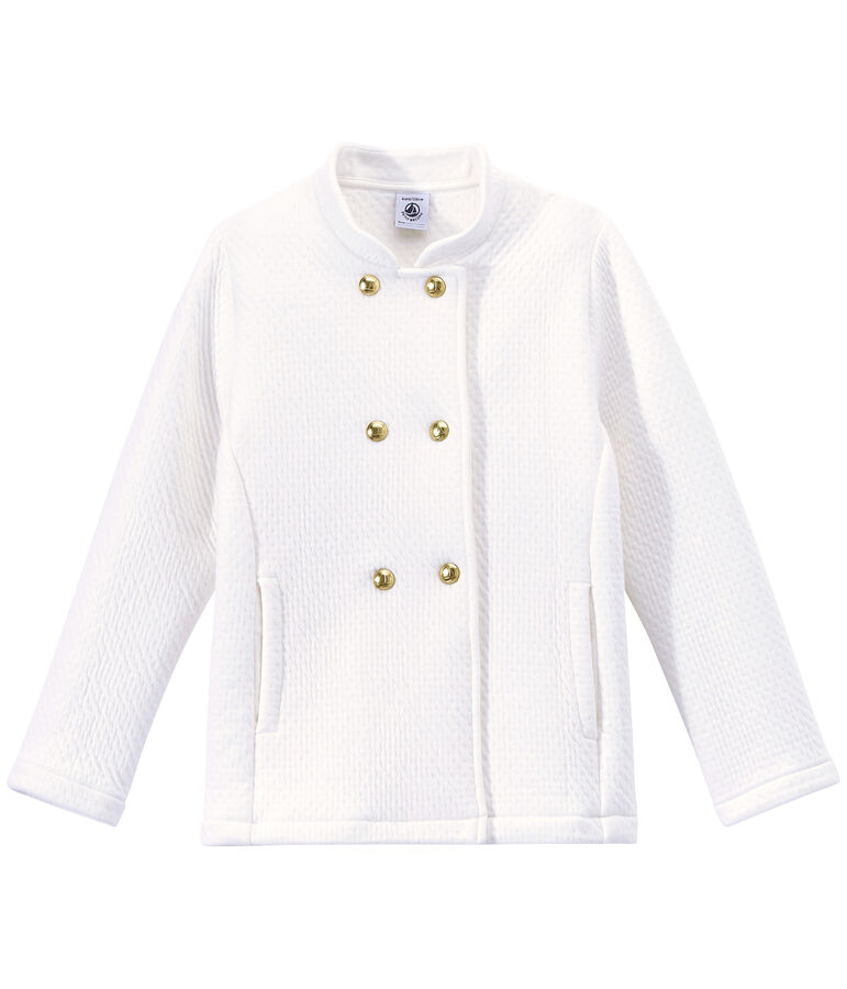 Manteau fille en tubique matelass&eacute; blanc MARSHMALLOW