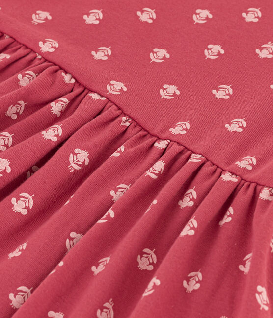 Robe imprimée en coton enfant fille rose PAPI/beige AVALANCHE