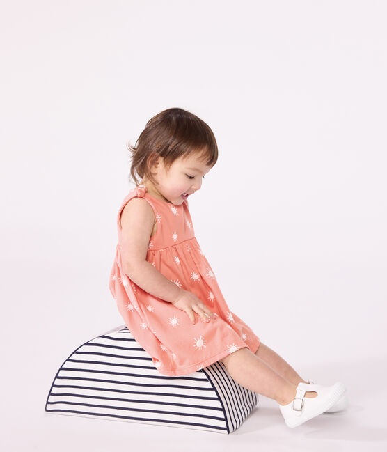 Robe bébé en coton sans manches, imprimée soleils orange ABRICOT/ MARSHMALLOW
