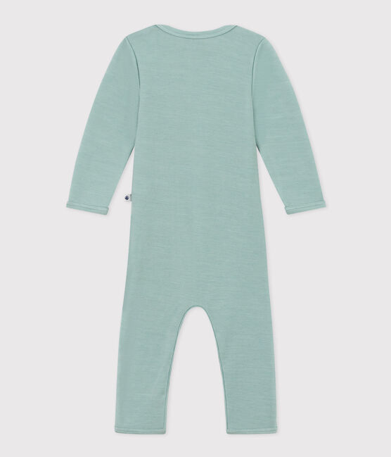 Body jambes longues bébé en laine et coton vert PAUL