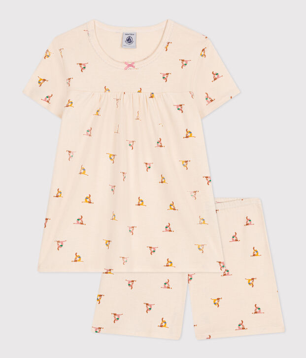 Pyjama short imprim&eacute; animal en coton enfant &eacute;cru/multicouleur