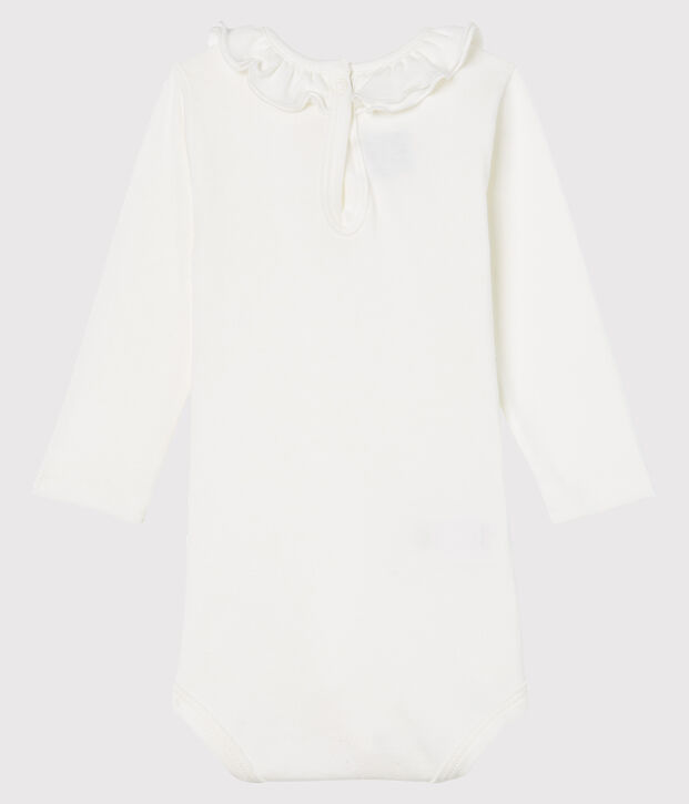 Body manches longues avec collerette b&eacute;b&eacute; fille blanc