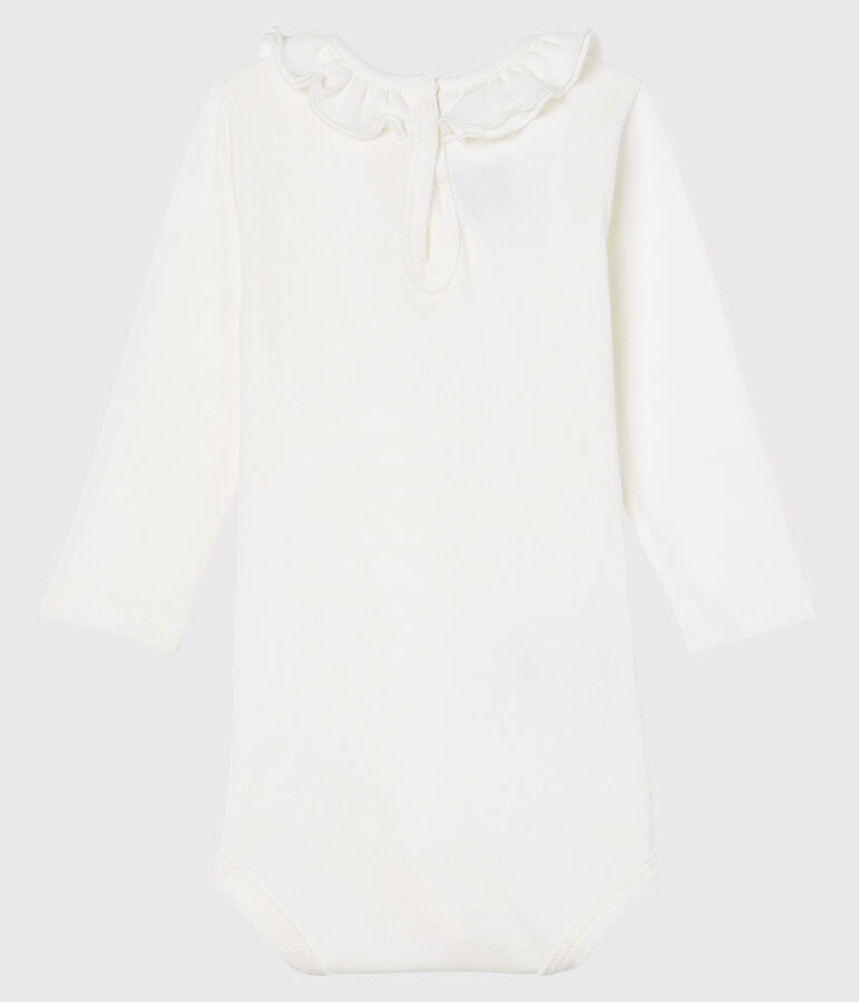Body manches longues avec collerette b&eacute;b&eacute; fille blanc