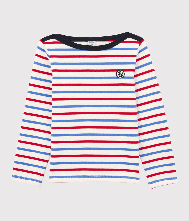 Marini&egrave;re en coton enfant fille / gar&ccedil;on blanc MARSHMALLOW/rouge BRASIER/bleu PEPS