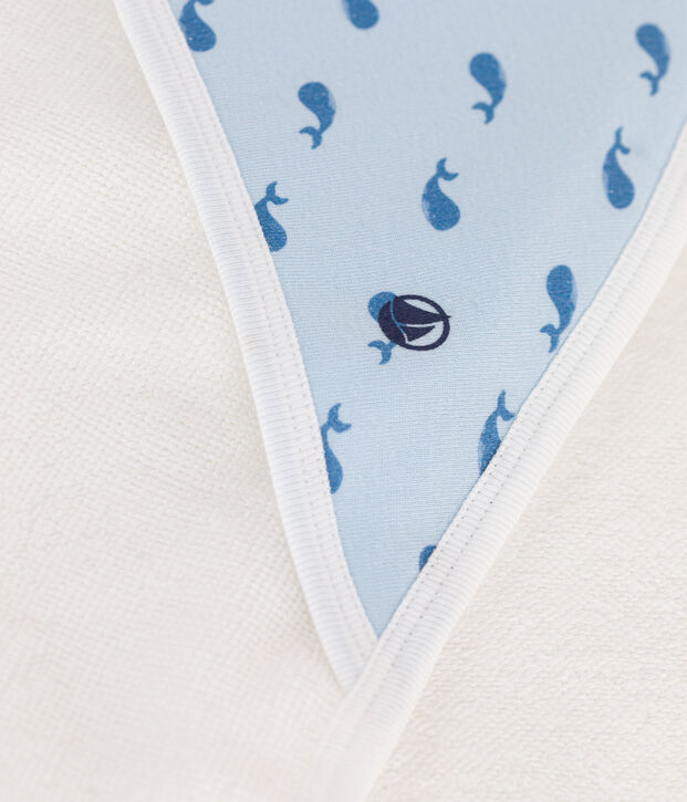 Carr&eacute; de bain b&eacute;b&eacute; en coton bleu/bleu