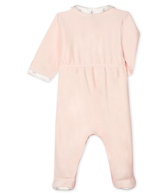Dors bien bébé fille en velours rose FLEUR