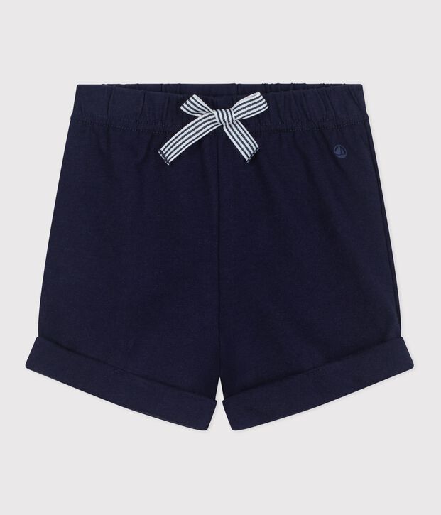 Short b&eacute;b&eacute; en coton uni bleu marine