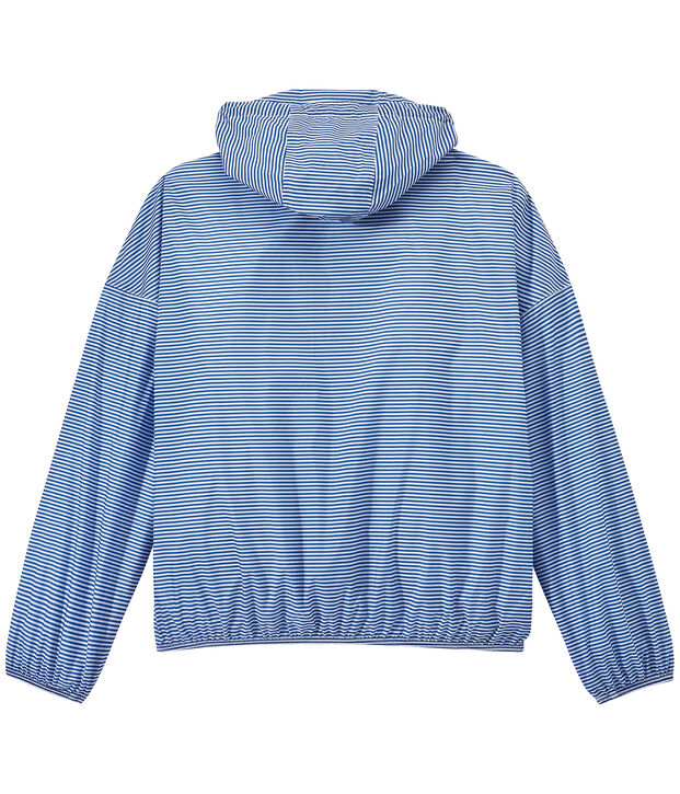 Coupe-vent imperm&eacute;able mixte ray&eacute; milleraies bleu/blanc