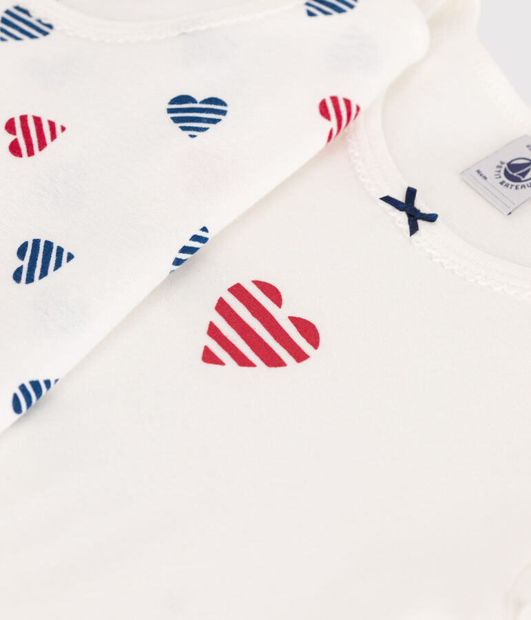 Lot de 2 tee-shirts enfant en coton manches courtes c&oelig;urs variante 1